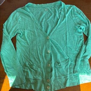 Women's Teal Linen Cardigan